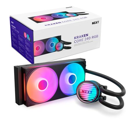 NZXT KRAKEN CORE RGB - 240MM AIO LIQUID COOLER WITH RGB CAP & RGB CORE FAN (BLACK) RL-KR24C-B1 - Imagen 2 de 3 NZXT KRAKEN CORE RGB - 240MM AIO LIQUID COOLER WITH RGB CAP & RGB CORE FAN (BLACK) RL-KR24C-B1 - Imagen 2 de 3