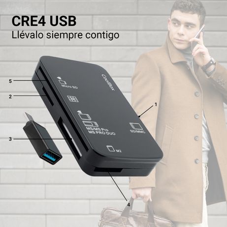 CARD READER EXTERNO COOLBOX CRE4AC USB 3.0 SD/SDHC/SDXC MICROSD/TFLASH MS DNIe 4.0 ADAPTADOR USB-C - Imagen 3 de 6 CARD READER EXTERNO COOLBOX CRE4AC USB 3.0 SD/SDHC/SDXC MICROSD/TFLASH MS DNIe 4.0 ADAPTADOR USB-C - Imagen 3 de 6