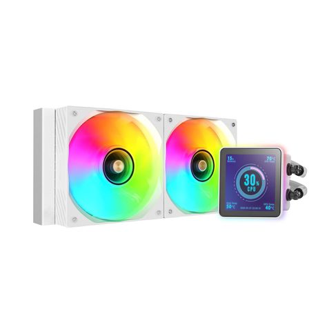SISTEMA DE REFRIGERACION LIQUIDA MARS GAMING MLVISIONPRO240 BLANCO 2x120mm ARGB TPD 500W LCD - Imagen 4 de 13 SISTEMA DE REFRIGERACION LIQUIDA MARS GAMING MLVISIONPRO240 BLANCO 2x120mm ARGB TPD 500W LCD - Imagen 4 de 13
