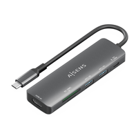 Miniatura 1 de AISENS USB C Dock 6 en 1  USB C A  1x HDMI  2x USB A  1x USB C PD 100W  1x SD  1x MicroSD  Gris  15cm