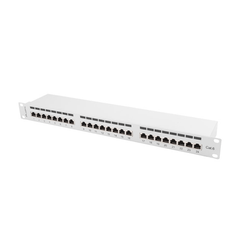 PATCH PANEL LANBERG 24 PUERTOS 1U 19" CAT.6 FTP GRIS
