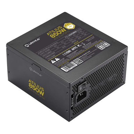 Fuente Alimentación 850W UNYKA Fuente de Alimentación ATX Atilius 3.1 Black 850W Gold 80 PLUS Gold Non-Modular Negro - Imagen 1 de 6 Fuente Alimentación 850W UNYKA Fuente de Alimentación ATX Atilius 3.1 Black 850W Gold 80 PLUS Gold Non-Modular Negro - Imagen 1 de 6