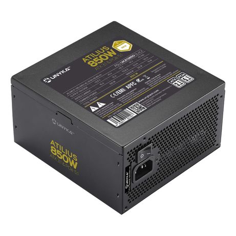 Fuente Alimentación 850W UNYKA Fuente de Alimentación ATX Atilius 3.1 Black 850W Gold 80 PLUS Gold Non-Modular Negro - Imagen 2 de 6 Fuente Alimentación 850W UNYKA Fuente de Alimentación ATX Atilius 3.1 Black 850W Gold 80 PLUS Gold Non-Modular Negro - Imagen 2 de 6