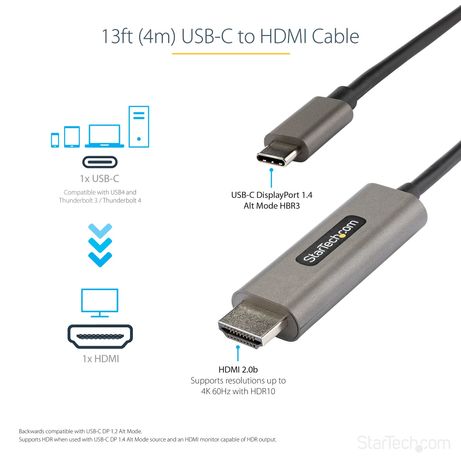 13ft USB C to HDMI Cable 4K 60Hz HDR10 - Imagen 2 de 6 13ft USB C to HDMI Cable 4K 60Hz HDR10 - Imagen 2 de 6