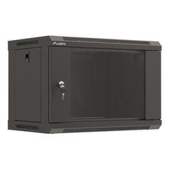 ARMARIO LANBERG MURAL RACK 19" 6U 540X350 FLAT PACK NEGRO PUERTA CRISTAL