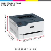 Miniatura 9 de XEROX C230 A4 22 ppm Impresora inalámbrica a doble cara PS3 PCL5e6 2 bandejas Multifunción A4 Wifi Laser Dúplex