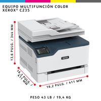 Miniatura 8 de XEROX  Xerox C235 A4 22 ppm Inalámbrica Copia/impresión/escaneado/fax PS3 PCL5e/6 ADF 2 bandejas Total 251 hojas  Laser Wifi Dúplex