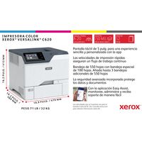 Miniatura 10 de XEROX VersaLink VersaLink C620 A4 50 ppm Impresora a doble cara PS3 PCL5e/6 2 bandejas 650 hojas  Laser Dúplex Color