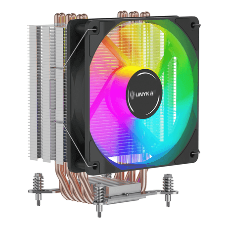 VENTILADOR CON DISIPADOR PARA CPU UNYKA UNYCOOL H60 ARGB 9 ASPAS 120mm COMPATIBLE TODO INTEL + AM4 - Imagen 1 de 5 VENTILADOR CON DISIPADOR PARA CPU UNYKA UNYCOOL H60 ARGB 9 ASPAS 120mm COMPATIBLE TODO INTEL + AM4 - Imagen 1 de 5