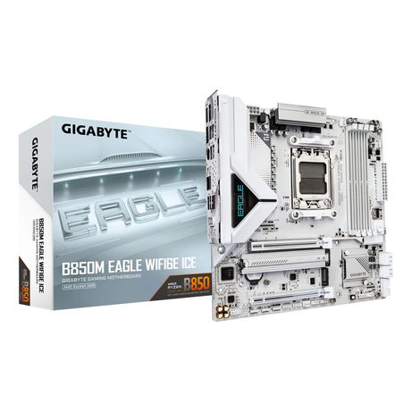Placa AMD GIGABYTE B850M EAGLE WIFI6E ICE Placa Base – Procesadores AMD Ryzen serie 9000, VRM digital de 8+2+2 fases, hasta 8200 MHz DDR5 (OC), - Imagen 2 de 5 Placa AMD GIGABYTE B850M EAGLE WIFI6E ICE Placa Base – Procesadores AMD Ryzen serie 9000, VRM digital de 8+2+2 fases, hasta 8200 MHz DDR5 (OC), - Imagen 2 de 5