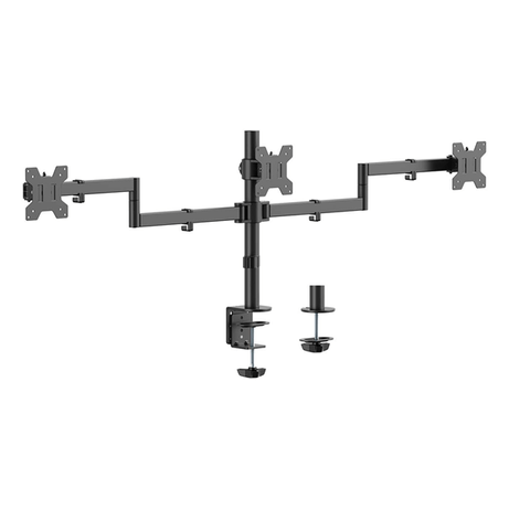 AISENS Soporte de mesa eco giratorio e inclinable para 3 monitores 10kg 3 Pivotes 2 Brazos de 13 27 Negro - Imagen 1 de 8 AISENS Soporte de mesa eco giratorio e inclinable para 3 monitores 10kg 3 Pivotes 2 Brazos de 13 27 Negro - Imagen 1 de 8