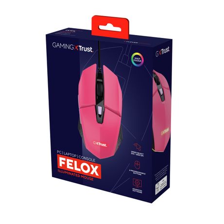 MOUSE TRUST GAMING RGB GXT 109P FELOX 25066 COLOR ROSA ILUMINACION LED 6 BOTONES CABLE 150cm - Imagen 7 de 10 MOUSE TRUST GAMING RGB GXT 109P FELOX 25066 COLOR ROSA ILUMINACION LED 6 BOTONES CABLE 150cm - Imagen 7 de 10