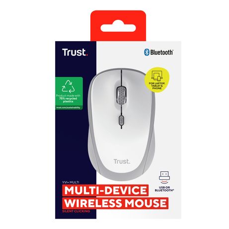 MOUSE TRUST WIRELESS Y BLUETOOTH YVI+ BLANCO 1600DPI AJUSTABLE 3 BOTONES 3 DISPOSITIVOS - Imagen 7 de 11 MOUSE TRUST WIRELESS Y BLUETOOTH YVI+ BLANCO 1600DPI AJUSTABLE 3 BOTONES 3 DISPOSITIVOS - Imagen 7 de 11