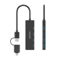 Miniatura 5 de HUB AISENS USB 3.1 GEN1 USB-C/M Y USB-A/M-4XTIPO A/H NEGRO 15CM