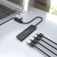 Miniatura 6 de HUB AISENS USB 3.1 GEN1 USB-C/M Y USB-A/M-4XTIPO A/H NEGRO 15CM