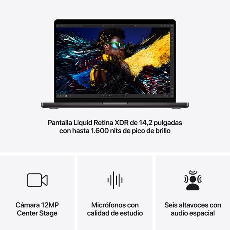 MacBook Pro de 14 pulgadas: Chip M4 Pro de Apple con CPU de 12 nucleos, GPU de 32 nucleos , 36GB, 1TB SSD -.Space Bla - Imagen 7 de 9 MacBook Pro de 14 pulgadas: Chip M4 Pro de Apple con CPU de 12 nucleos, GPU de 32 nucleos , 36GB, 1TB SSD -.Space Bla - Imagen 7 de 9