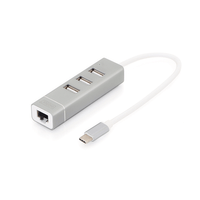 Miniatura 1 de DIGITUS 3P USB 2.0 HUB + FAST ETHERNET LAN ADAPTOR TYPE  C