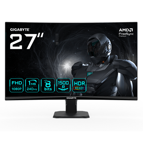 MONITOR GIGABYTE 27" GS27FC2,CURVO,VA 1500R,1920X1080 (FHD),0.31PP,3000:1,1MS,240HZ,2HDMI+1DP - Imagen 1 de 7 MONITOR GIGABYTE 27" GS27FC2,CURVO,VA 1500R,1920X1080 (FHD),0.31PP,3000:1,1MS,240HZ,2HDMI+1DP - Imagen 1 de 7