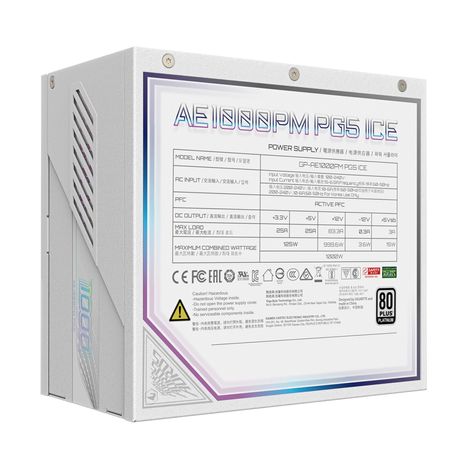 Fuente Alimentación 1000W GIGABYTE AORUS ELITE P1000W ICE Fuente de Alimentación - PCIe 5.0, 80 PLUS Platinum, Diseño completamente modular, Ventilad - Imagen 8 de 8 Fuente Alimentación 1000W GIGABYTE AORUS ELITE P1000W ICE Fuente de Alimentación - PCIe 5.0, 80 PLUS Platinum, Diseño completamente modular, Ventilad - Imagen 8 de 8