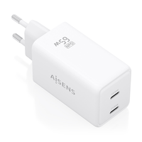 Miniatura 1 de AISENS Cargador GaN 65W  2xUSB C PD3 0 QC4 0  Blanco