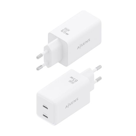 AISENS Cargador GaN 65W 2xUSB C PD3 0 QC4 0 Blanco - Imagen 4 de 7 AISENS Cargador GaN 65W 2xUSB C PD3 0 QC4 0 Blanco - Imagen 4 de 7