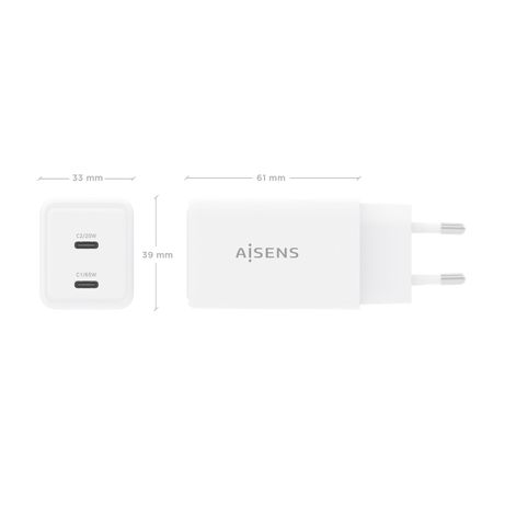 AISENS Cargador GaN 65W 2xUSB C PD3 0 QC4 0 Blanco - Imagen 5 de 7 AISENS Cargador GaN 65W 2xUSB C PD3 0 QC4 0 Blanco - Imagen 5 de 7