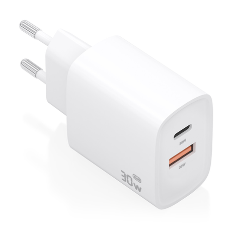 CARGADOR AISENS GAN 30W 1XUSB-C PD3.0 QC4.0 1XUSB-A QC3.0 BLANCO - Imagen 1 de 7 CARGADOR AISENS GAN 30W 1XUSB-C PD3.0 QC4.0 1XUSB-A QC3.0 BLANCO - Imagen 1 de 7