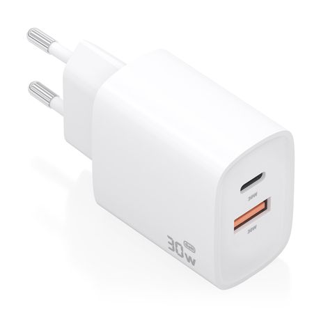 CARGADOR AISENS GAN 30W 1XUSB-C PD3.0 QC4.0 1XUSB-A QC3.0 BLANCO - Imagen 2 de 7 CARGADOR AISENS GAN 30W 1XUSB-C PD3.0 QC4.0 1XUSB-A QC3.0 BLANCO - Imagen 2 de 7