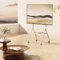Miniatura 3 de AISENS Soporte de suelo eco con rueda  1 bandeja para pantalla interactiva TV 80kg de 37 86  Blanco Madera
