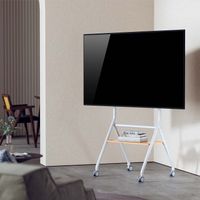 Miniatura 4 de AISENS Soporte de suelo eco con rueda  1 bandeja para pantalla interactiva TV 80kg de 37 86  Blanco Madera