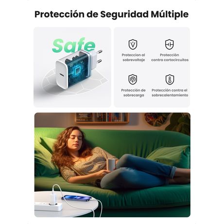 CARGADOR PARED USB C 20W IPHONE / IPAD/ GALAXY CARGA RAPIDA BLANCO - Imagen 9 de 11 CARGADOR PARED USB C 20W IPHONE / IPAD/ GALAXY CARGA RAPIDA BLANCO - Imagen 9 de 11
