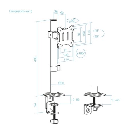 SOPORTE MESA TOOQ PANTALLA GIRA INCLI ROTA 17-32 NEGRO - Imagen 7 de 9 SOPORTE MESA TOOQ PANTALLA GIRA INCLI ROTA 17-32 NEGRO - Imagen 7 de 9