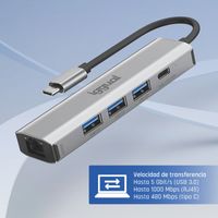 Miniatura 4 de iggual Hub tipo C 5 puertos 3xUSB + RJ45 + tipo C