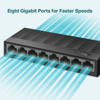 Miniatura 4 de SWITCH NO GESTIONABLE TP-LINK LS1008G LITEWAVE 8P GIGA SOBREMESA CARCASA PLASTICO NO RACK