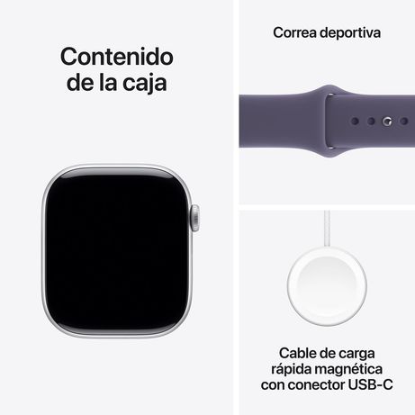 Apple Watch Series 11 GPS + Cellular 46mm Silver Aluminium Case with Purple Fog Sport Band - S/M - Imagen 9 de 10 Apple Watch Series 11 GPS + Cellular 46mm Silver Aluminium Case with Purple Fog Sport Band - S/M - Imagen 9 de 10