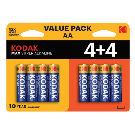 PILAS AA KODAK MAX ALCALINA LR6 PACK 8 (4+4) UNIDADES 2800 mAh 1.5V (ecotasas incluidas) - Imagen 1 de 2 PILAS AA KODAK MAX ALCALINA LR6 PACK 8 (4+4) UNIDADES 2800 mAh 1.5V (ecotasas incluidas) - Imagen 1 de 2