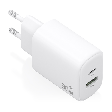 CARGADOR AISENS GAN 30W 1XUSB-C PD3.0 QC4.0 1XUSB-A QC3.0 BLANCO - Imagen 1 de 7 CARGADOR AISENS GAN 30W 1XUSB-C PD3.0 QC4.0 1XUSB-A QC3.0 BLANCO - Imagen 1 de 7