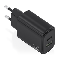 Miniatura 1 de CARGADOR AISENS GAN 30W 1XUSB-C PD3.0 QC4.0 1XUSB-A QC3.0 NEGRO