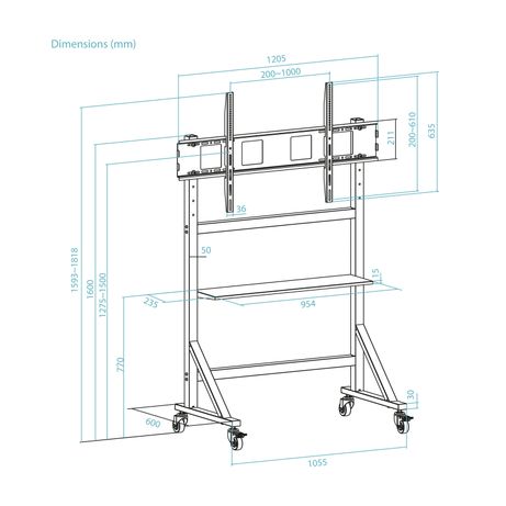 TOOQ SOPORTE SUELO RUEDAS "OPTIMUS" 60-105" - Imagen 8 de 8 TOOQ SOPORTE SUELO RUEDAS "OPTIMUS" 60-105" - Imagen 8 de 8