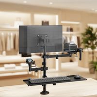 Miniatura 4 de SOPORTE DE MESA TOOQ TQPM000 TPV IMPRESORA 2 PANTALLAS 17-32" TERMINAL LECTOR BANDEJA TECLADO NEGRO