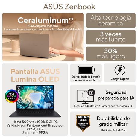 (LT/ECI) PORTATIL ASUS ZENBOOK S UX5406AA-SU247W (90NB16Q4-M00CB0) 14" OLED, INTEL C ULTRA 9, 32GB, 1TB, W11H, WHITE - Imagen 4 de 13 (LT/ECI) PORTATIL ASUS ZENBOOK S UX5406AA-SU247W (90NB16Q4-M00CB0) 14" OLED, INTEL C ULTRA 9, 32GB, 1TB, W11H, WHITE - Imagen 4 de 13