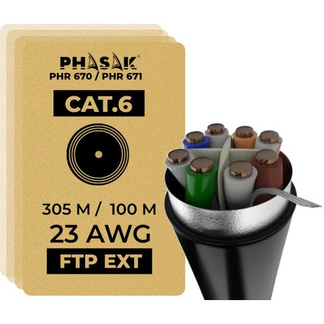 Phasak Bobina de cable de red FTP Cat 6 exterior CCA AWG23 305 m PHR 670 - Imagen 5 de 6 Phasak Bobina de cable de red FTP Cat 6 exterior CCA AWG23 305 m PHR 670 - Imagen 5 de 6