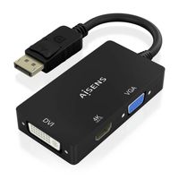 Miniatura 3 de AISENS Conversor Displayport V1 2 a VGA DVI HDMI  DP 1 2 M VGA H DVI H HDMI H 4K  Negro  15cm