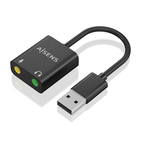 Miniatura 1 de Aisens - Conversor Usb-A A Audio 48Khz, Usb-A/M-2Xjack 3.5/H, Negro, 1
