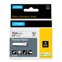 Miniatura 1 de CINTA ROTULADORA RHINOPRO NYLON 19MMX3.5M NEGRO/BLANCO DYMO 18489