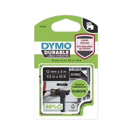 DYMO Cinta LM D1 DURABLE 12mmx3m Blanco/Negro - Imagen 8 de 13 DYMO Cinta LM D1 DURABLE 12mmx3m Blanco/Negro - Imagen 8 de 13