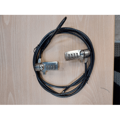 CERRADURA COMBINADA DE DOBLE CABEZAL.4mmX150cm+30CM para Kensington portátil, PC, monitor - Imagen 2 de 2 CERRADURA COMBINADA DE DOBLE CABEZAL.4mmX150cm+30CM para Kensington portátil, PC, monitor - Imagen 2 de 2