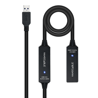 Miniatura 1 de CABLE USB NANO CABLE USB3.0 A/M - USB3.0 A/H 10.0M NEGRO ALARGADOR C/AMPLIFICADOR
