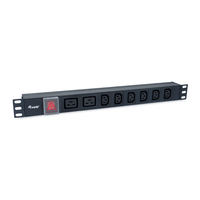 Miniatura 1 de REGLETA ALIMENTACION ALUMINIO RACK 19" 1U 6 TOMAS IEC C13 + 2 TOMAS IEC C19 CON INTERRUPTOR