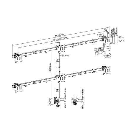 SOPORTE DE MESA EQUIP 650160 PARA 6 PANTALLAS DE 17"-32" Max. 7Kg POR PANTALLA Max.VESA 100x100 - Imagen 9 de 10 SOPORTE DE MESA EQUIP 650160 PARA 6 PANTALLAS DE 17"-32" Max. 7Kg POR PANTALLA Max.VESA 100x100 - Imagen 9 de 10